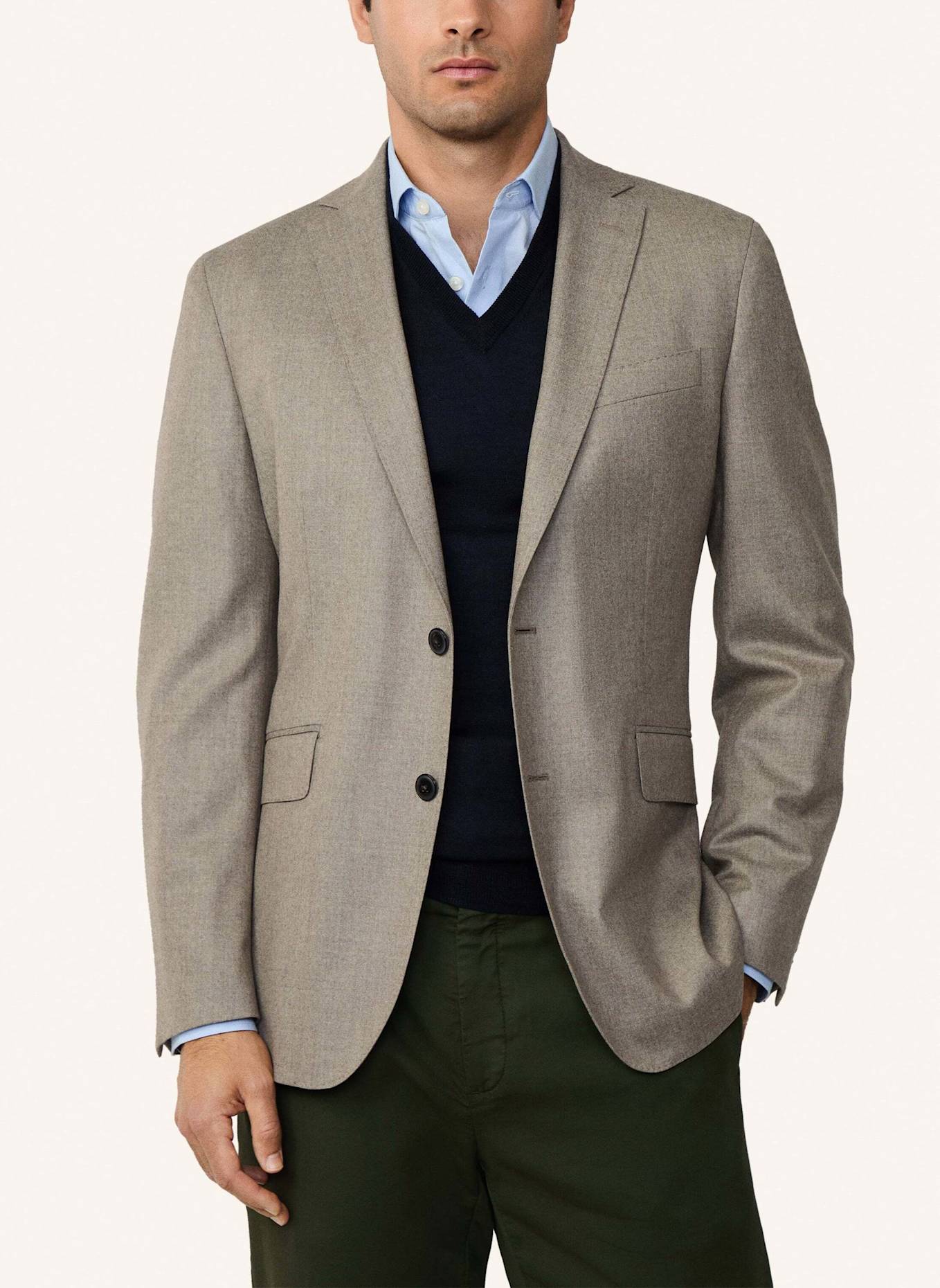 HACKETT LONDON Sakko PERFORMANCE FLANNEL: TAUPE/ HELLBRAUN