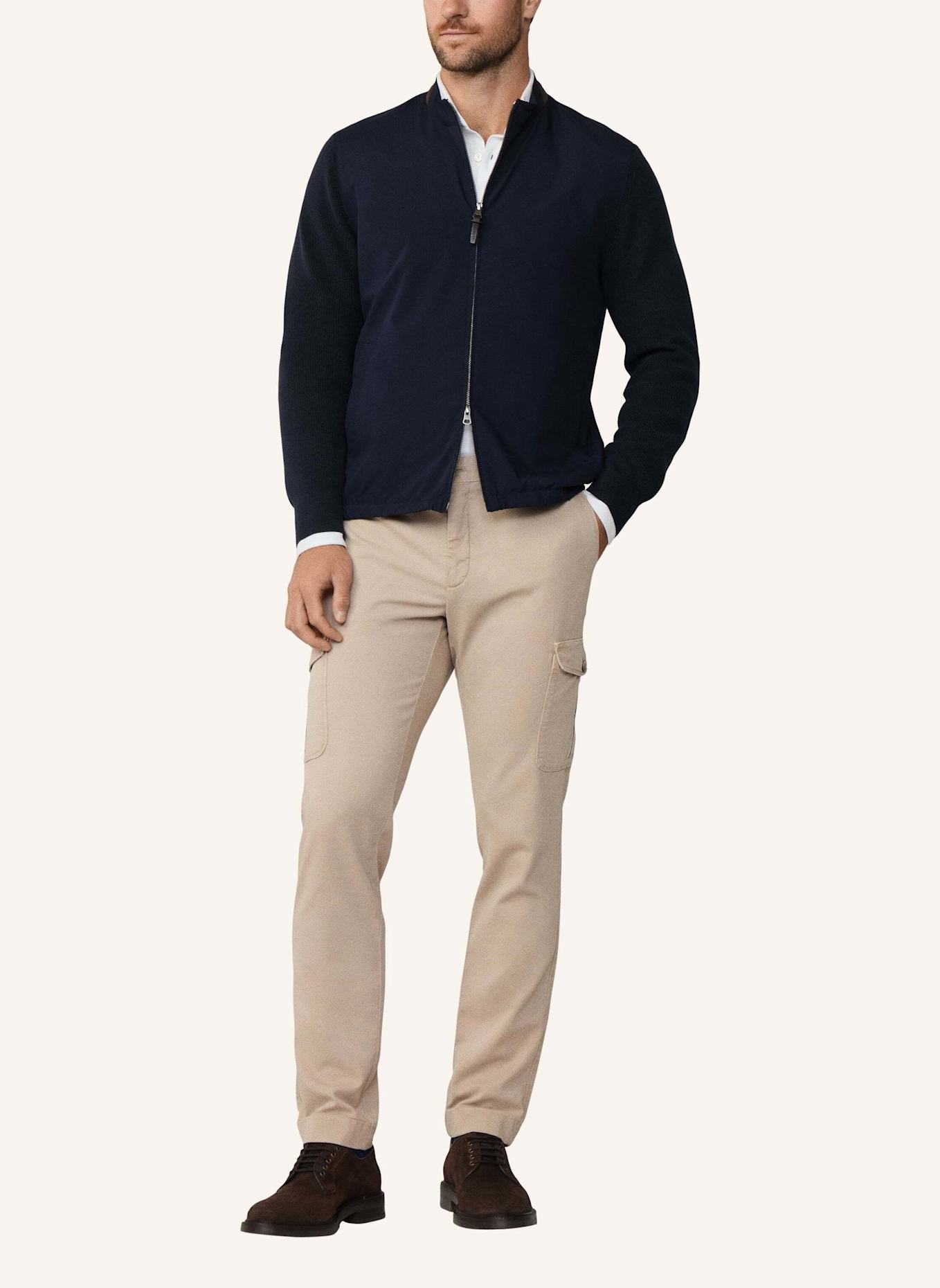 HACKETT LONDON Strickjacken Cardigan NYLON/KNIT FZIP HYB: BLAU