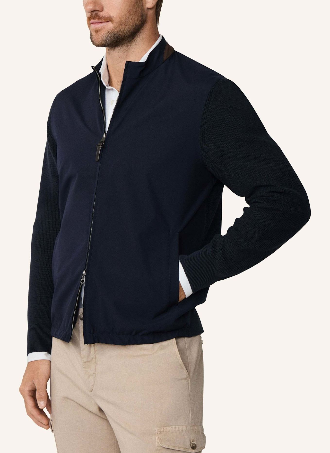 HACKETT LONDON Strickjacken Cardigan NYLON/KNIT FZIP HYB: BLAU