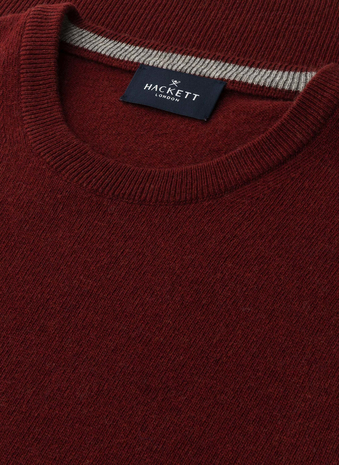 HACKETT LONDON Pullover MERINO CASH MIX CREW: DUNKELROT