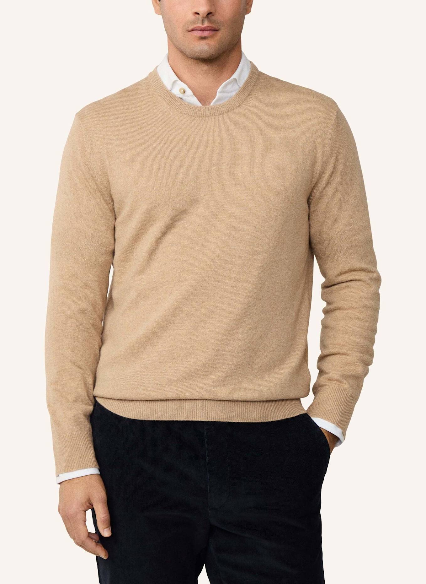HACKETT LONDON Pullover MERINO CASH MIX CREW: BEIGE