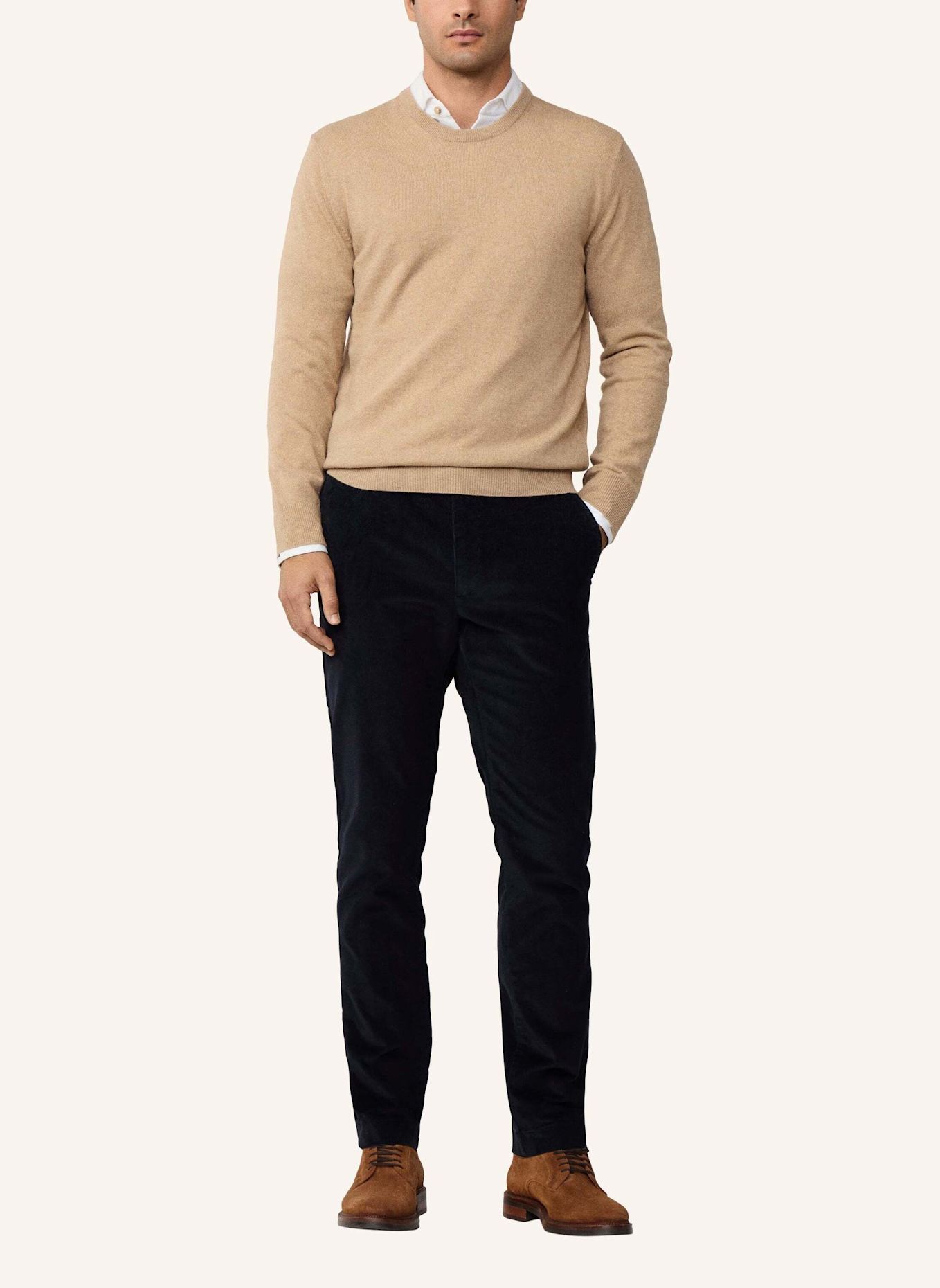 HACKETT LONDON Pullover MERINO CASH MIX CREW: BEIGE