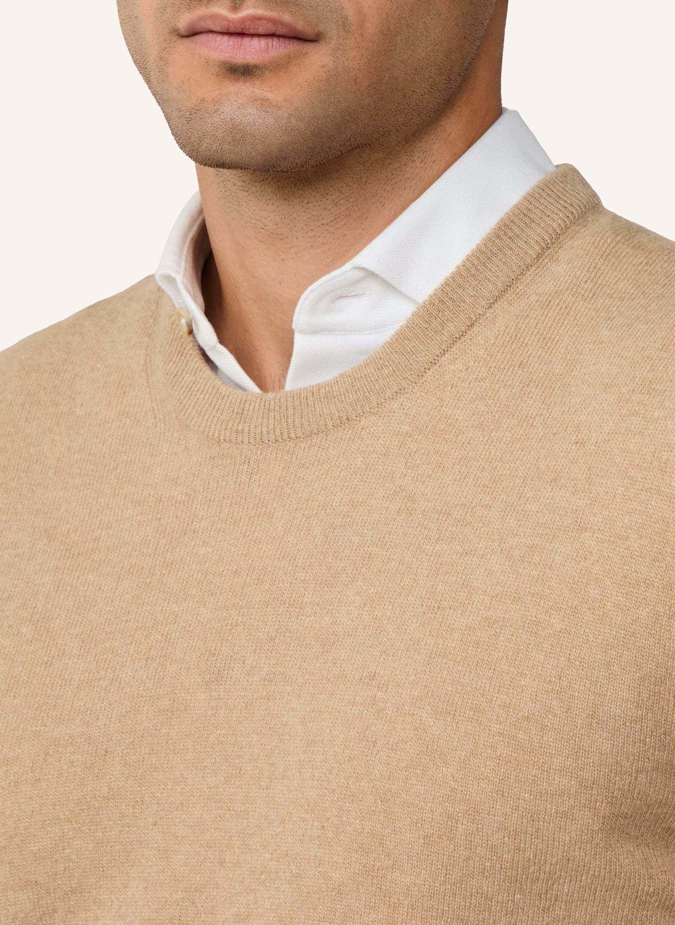 HACKETT LONDON Pullover MERINO CASH MIX CREW: BEIGE