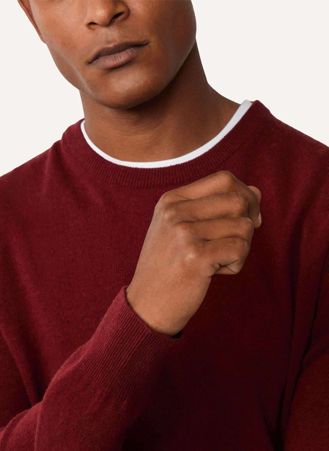 HACKETT LONDON Pullover MERINO CASH MIX CREW: DUNKELROT