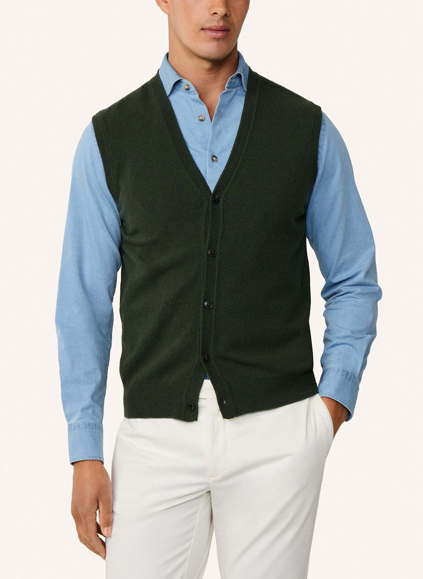 HACKETT LONDON Pullover MERINO CASH MIX WCOAT: GRÜN