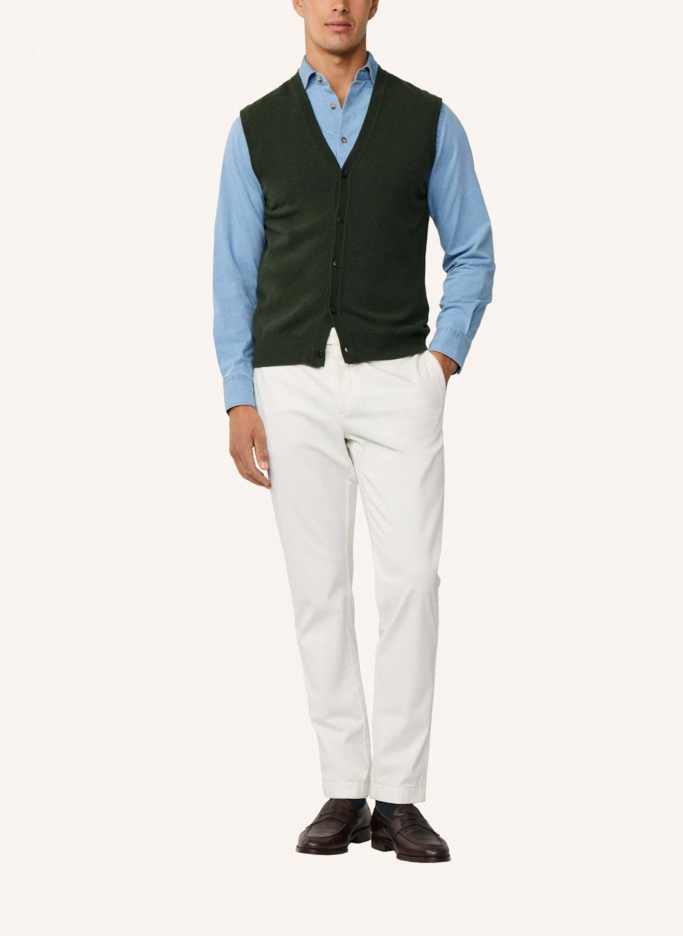 HACKETT LONDON Pullover MERINO CASH MIX WCOAT: GRÜN