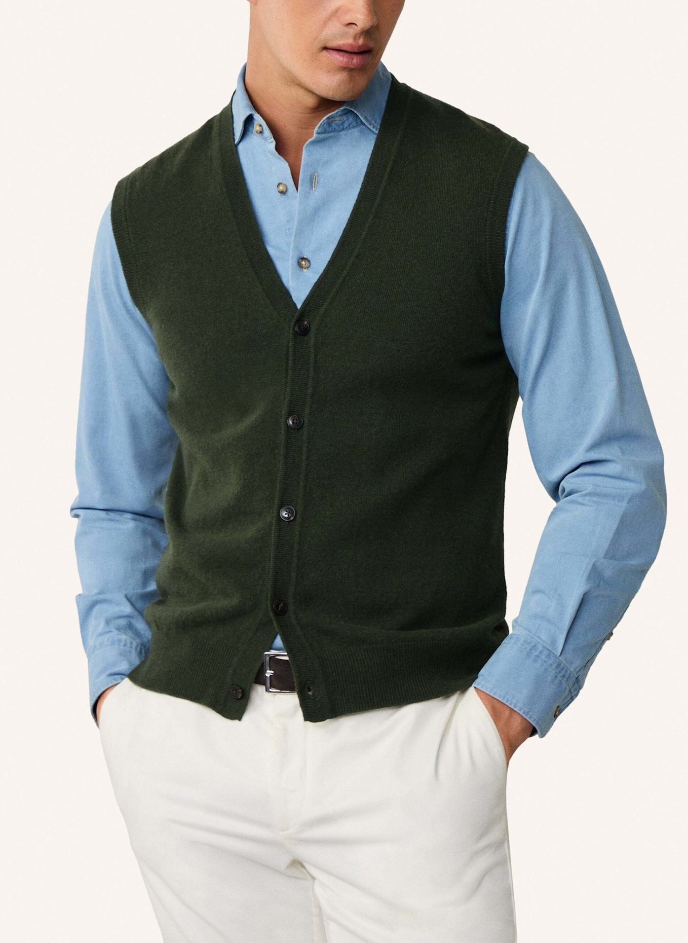 HACKETT LONDON Pullover MERINO CASH MIX WCOAT: GRÜN