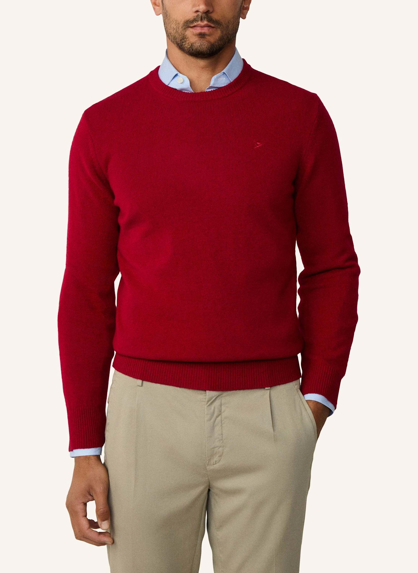 HACKETT LONDON Pullover LAMBSWOOL CREW: ROT