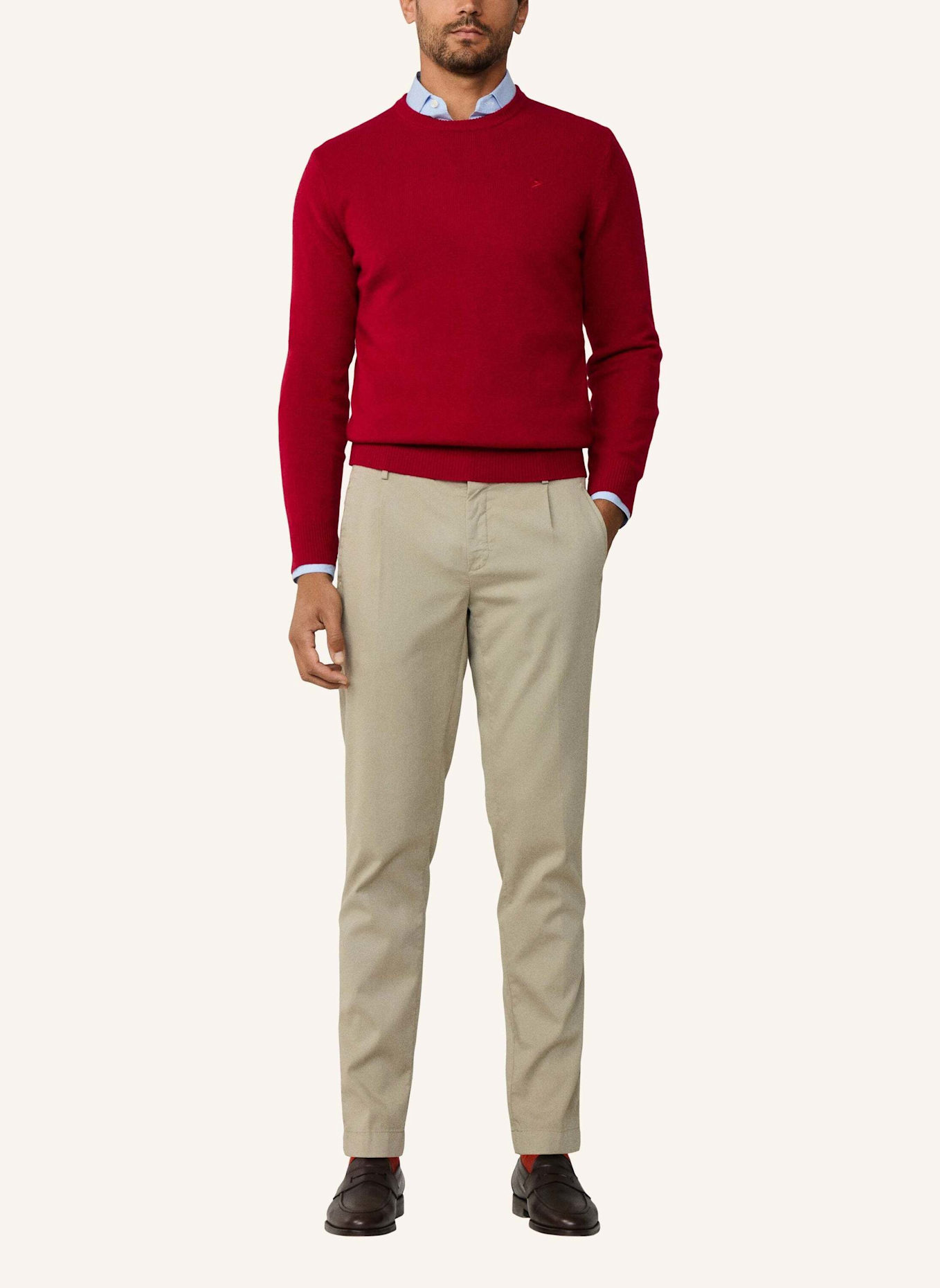 HACKETT LONDON Pullover LAMBSWOOL CREW: ROT