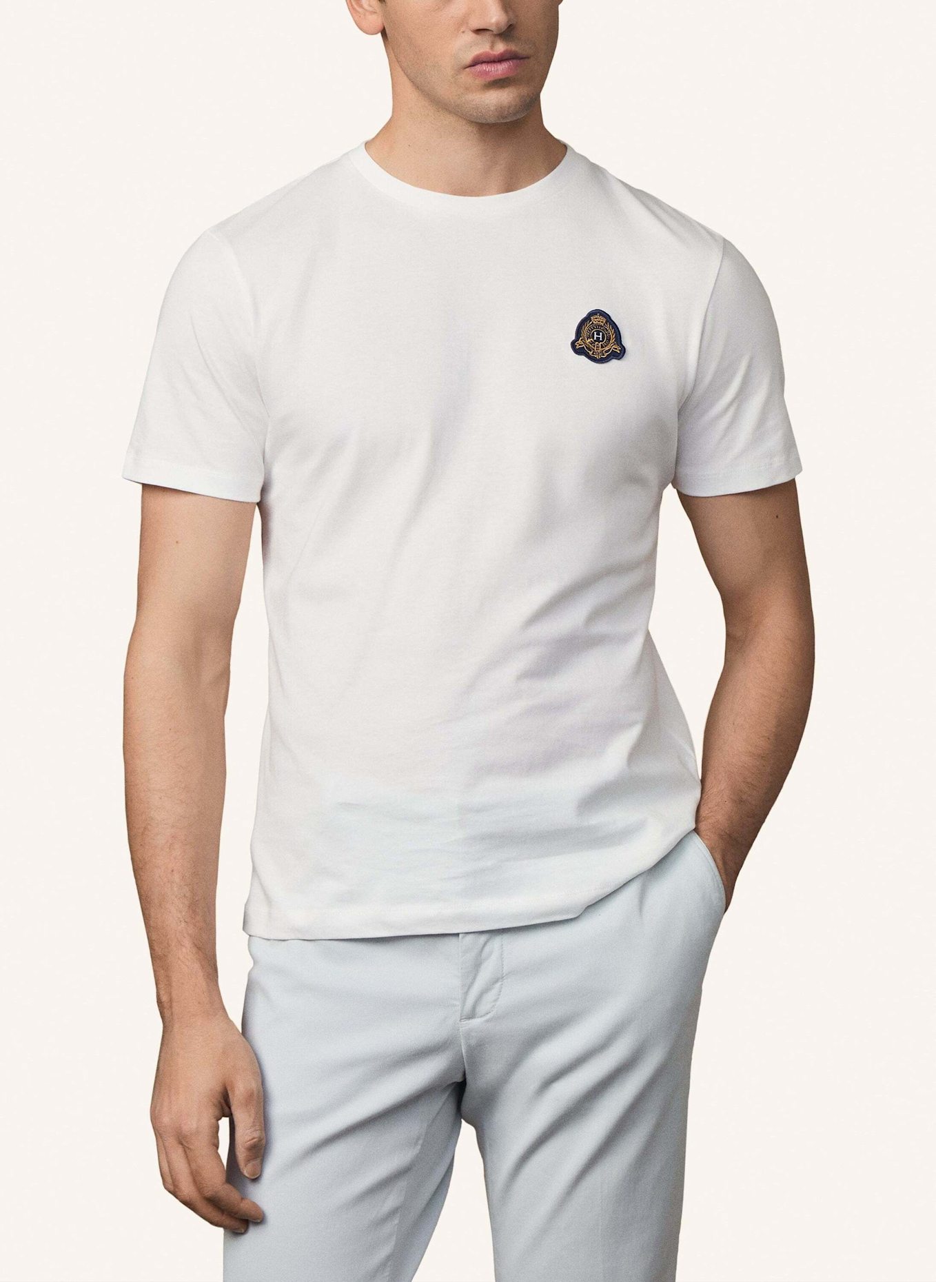 HACKETT LONDON T-Shirt HERITAGE CREST TEE: CREME
