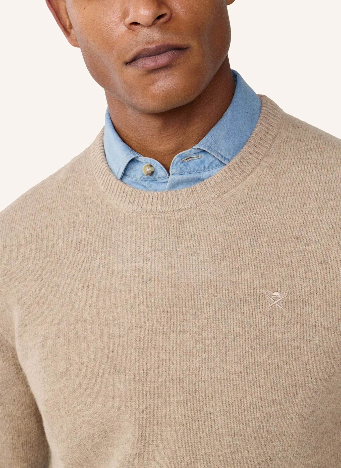HACKETT LONDON Pullover LAMBSWOOL CREW: BEIGE