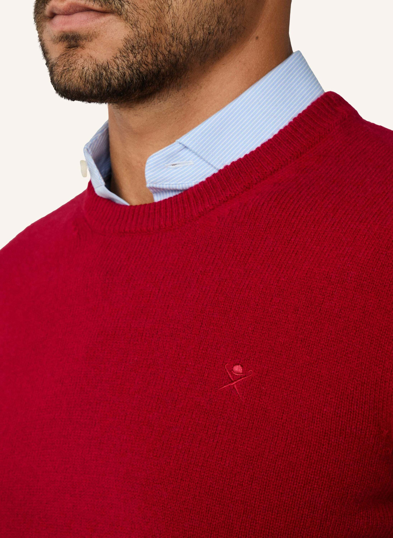 HACKETT LONDON Pullover LAMBSWOOL CREW: ROT