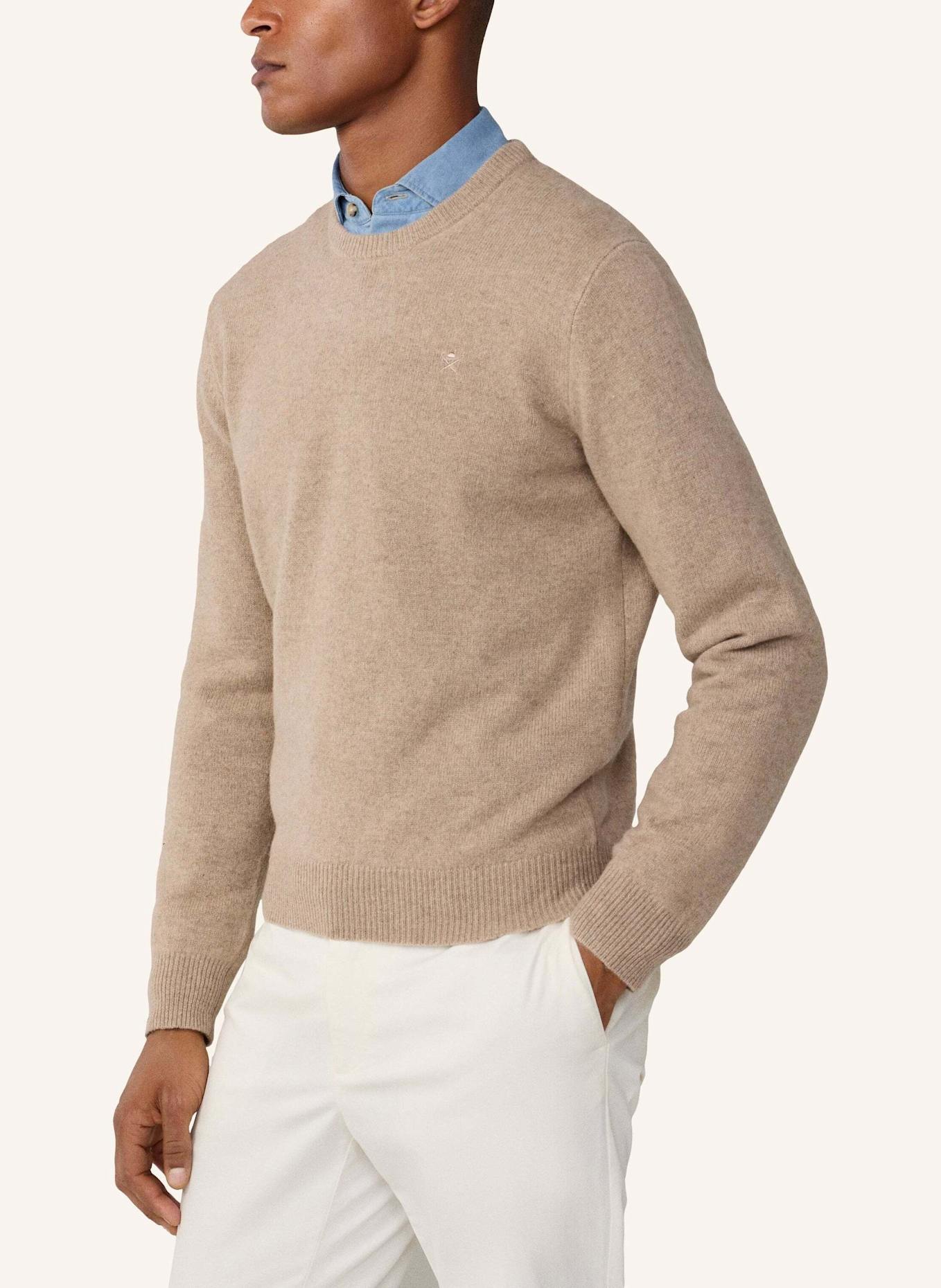 HACKETT LONDON Pullover LAMBSWOOL CREW: BEIGE