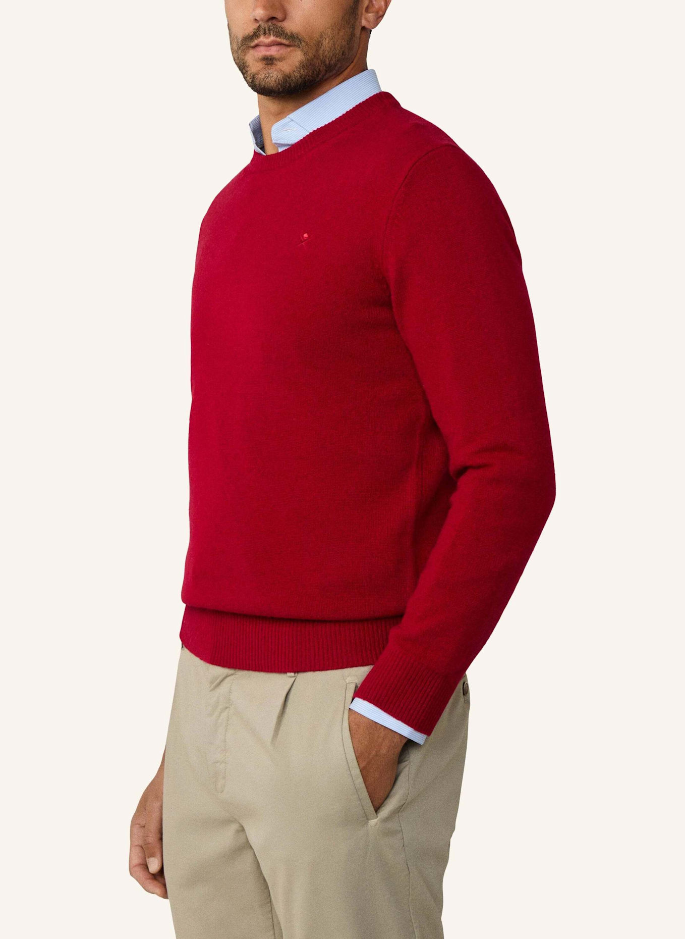 HACKETT LONDON Pullover LAMBSWOOL CREW: ROT
