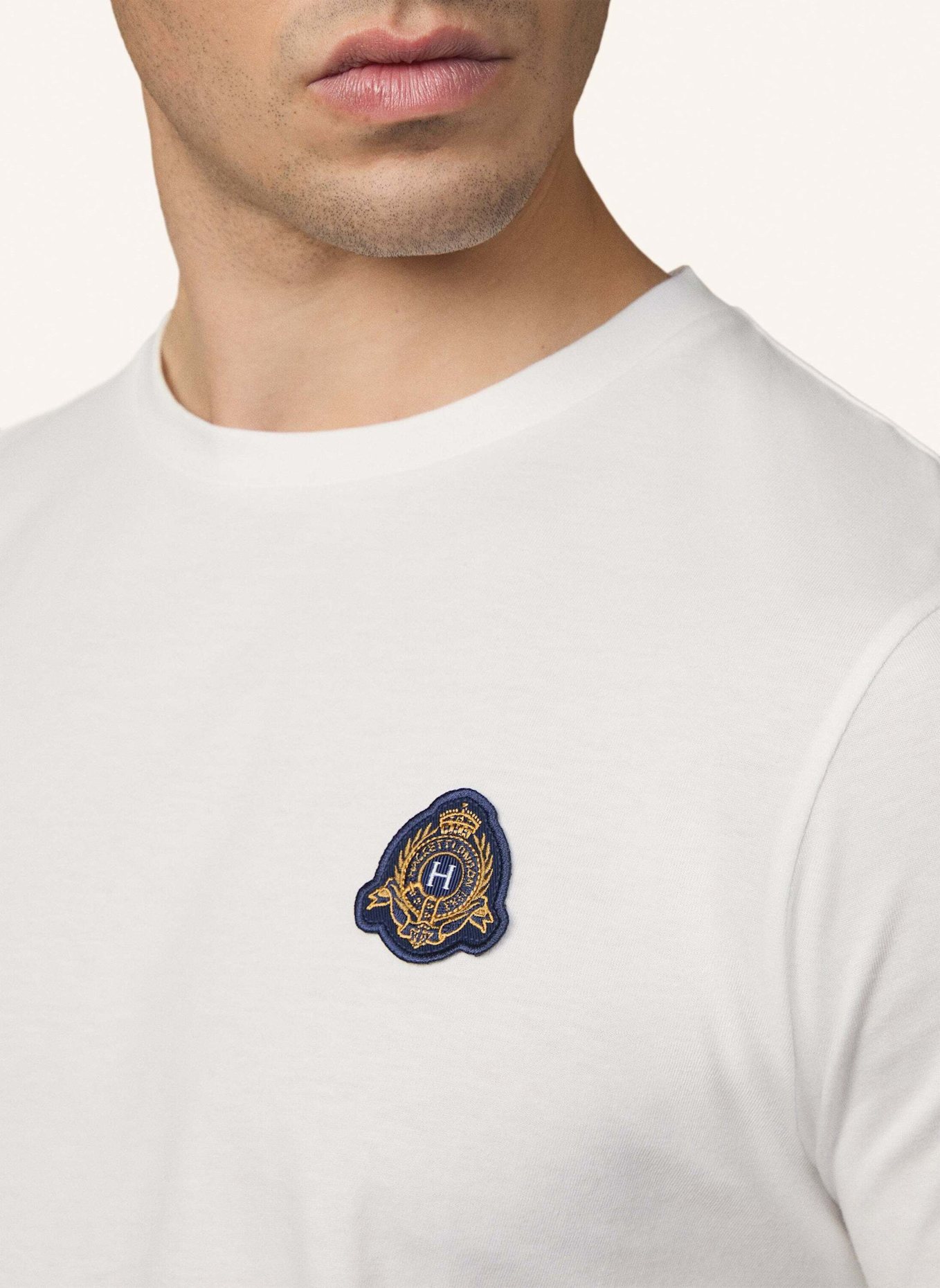 HACKETT LONDON T-Shirt HERITAGE CREST TEE: CREME
