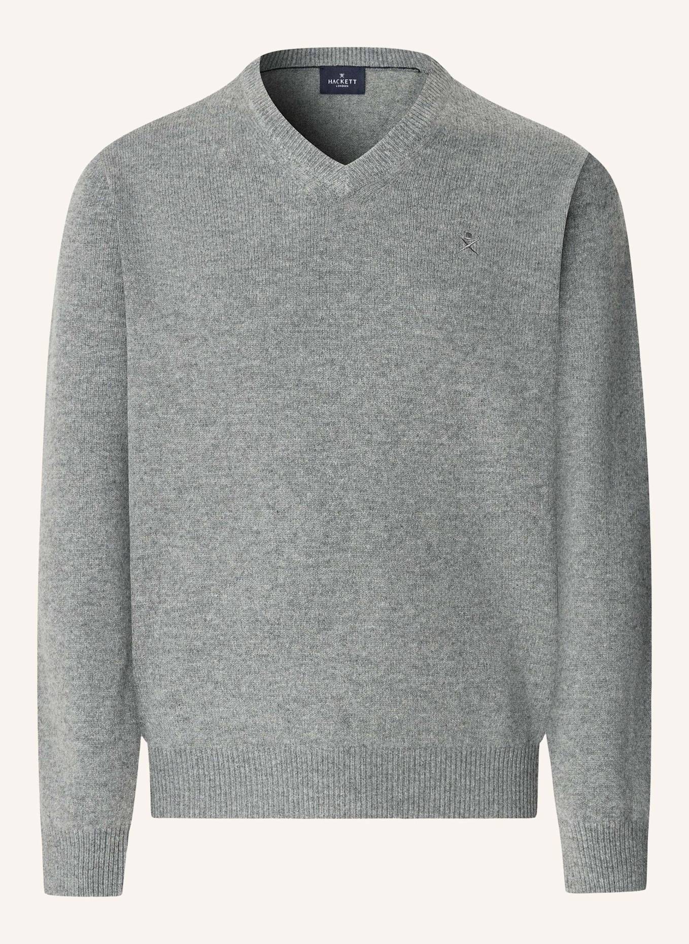 HACKETT LONDON Pullover LAMBSWOOL V NECK: GRAU