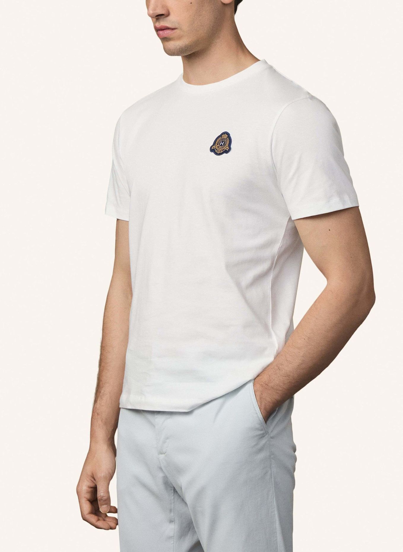 HACKETT LONDON T-Shirt HERITAGE CREST TEE: CREME