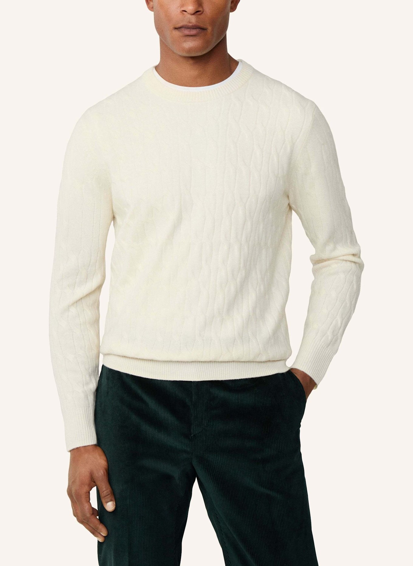 HACKETT LONDON Pullover LW CABLE CREW: CREME