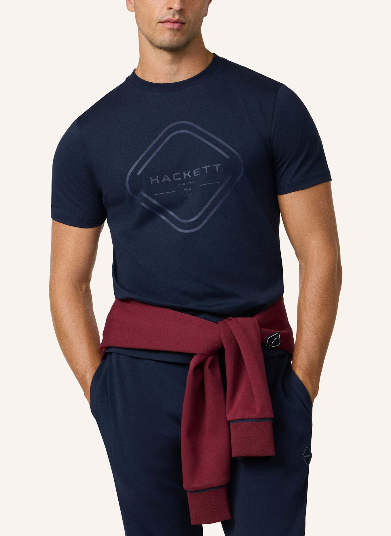 HACKETT LONDON T-Shirt HS CLUB HOUSE TEE: DUNKELBLAU