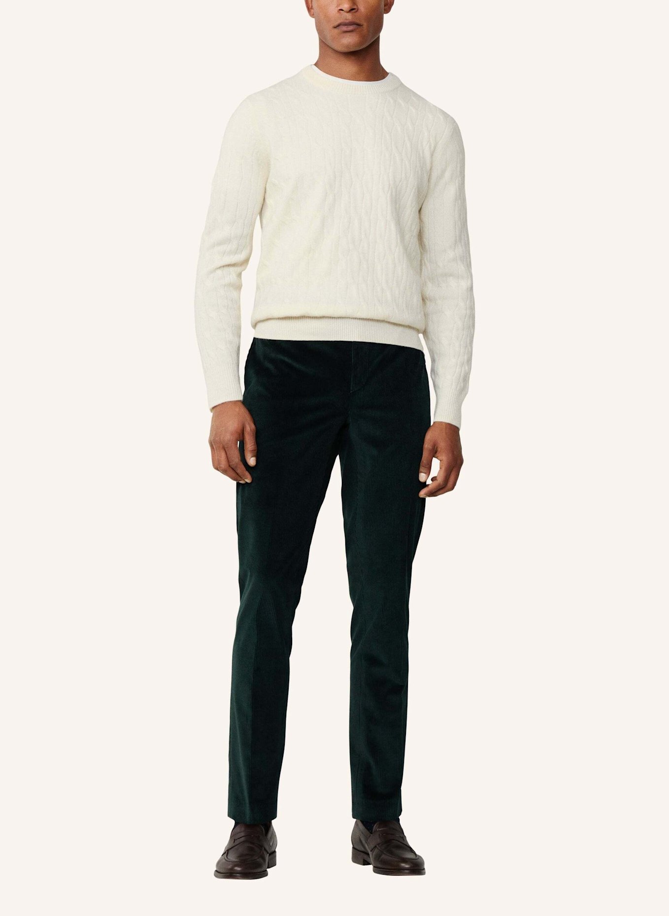 HACKETT LONDON Pullover LW CABLE CREW: CREME