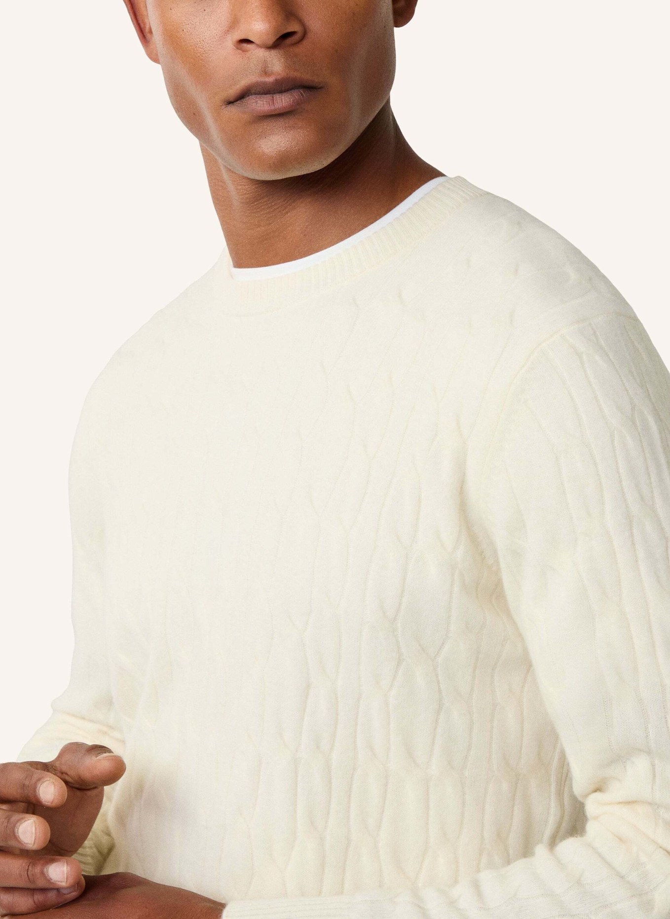 HACKETT LONDON Pullover LW CABLE CREW: CREME