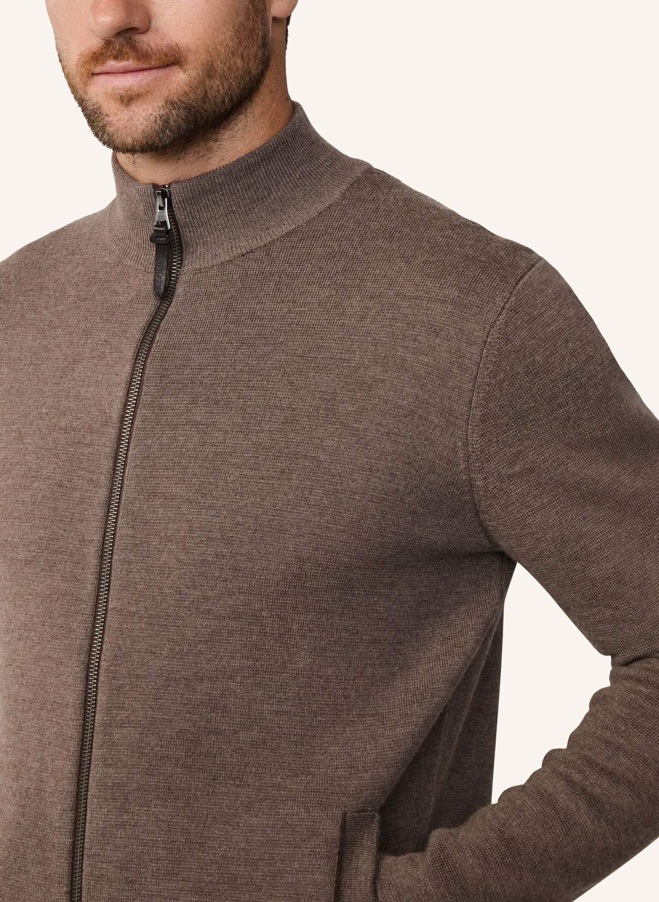HACKETT LONDON Strickjacken Cardigan MILANO FZIP: BRAUN