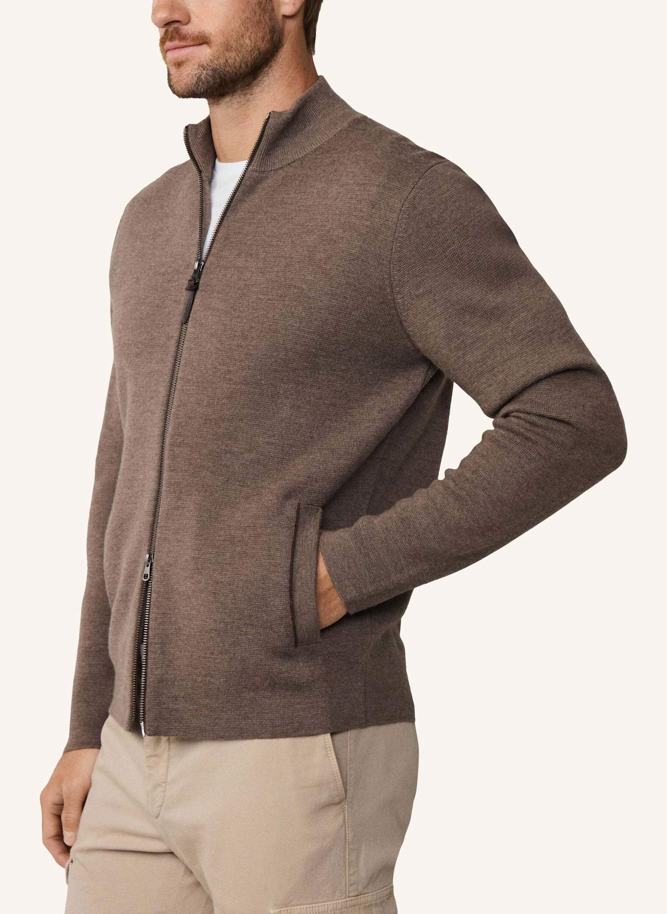 HACKETT LONDON Strickjacken Cardigan MILANO FZIP: BRAUN