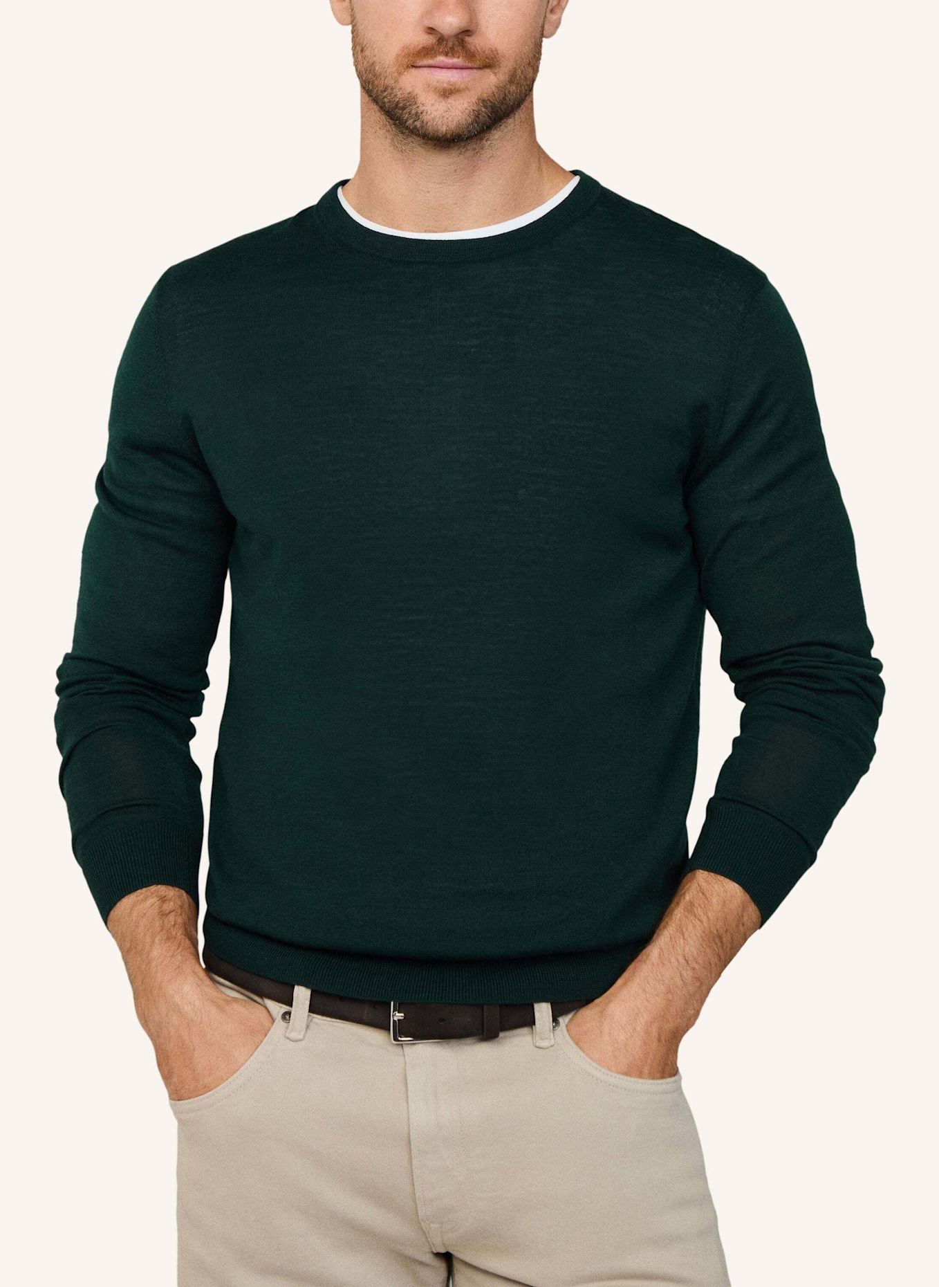 HACKETT LONDON Pullover MERINO SILK CREW: DUNKELGRÜN