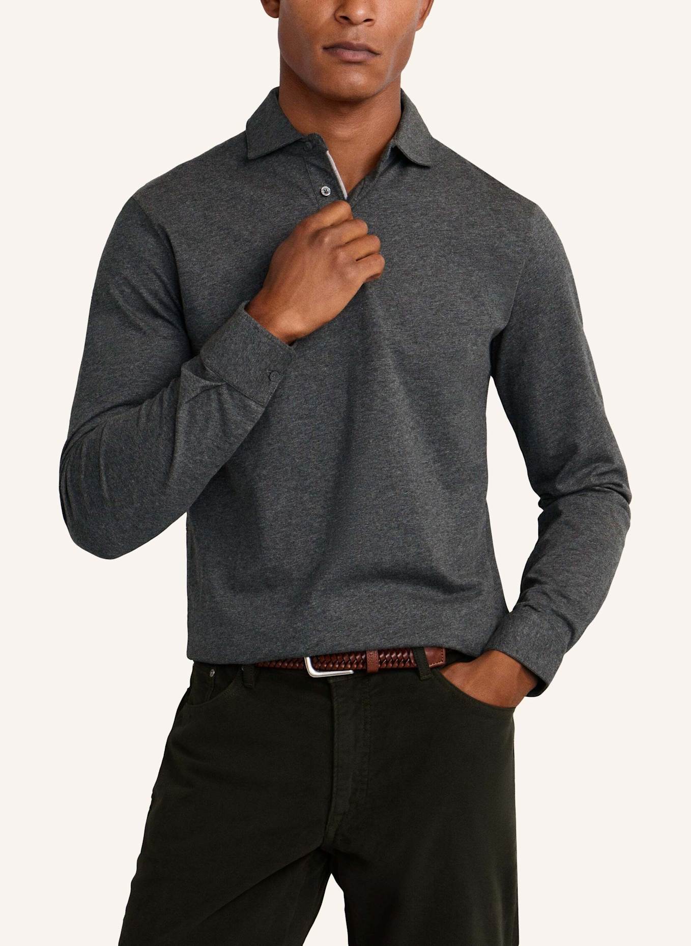 HACKETT LONDON Poloshirt PIMA COTTON POLO LS: DUNKELGRAU