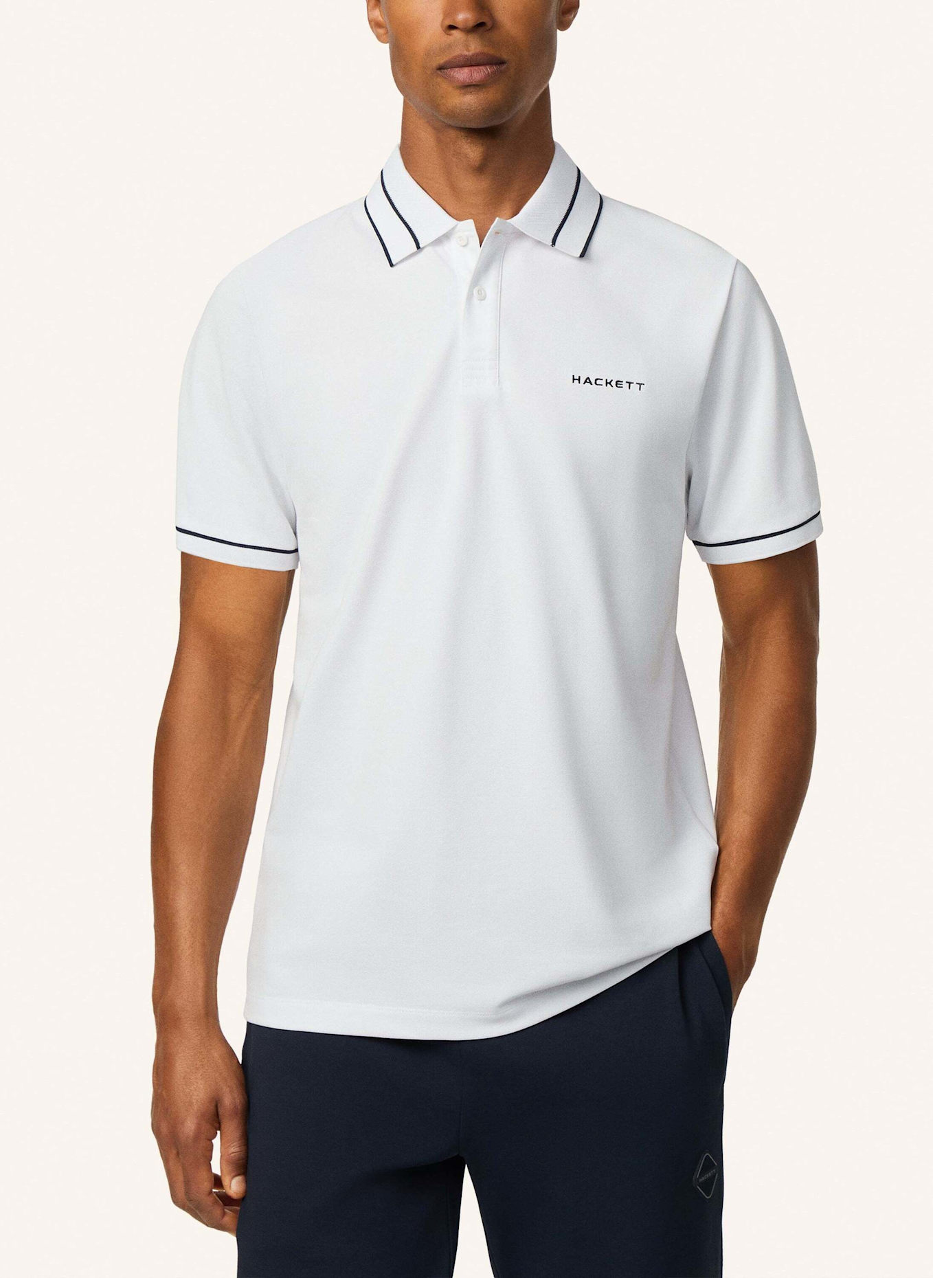 HACKETT LONDON Poloshirt HS MANOR TIPPED POLO: WEISS