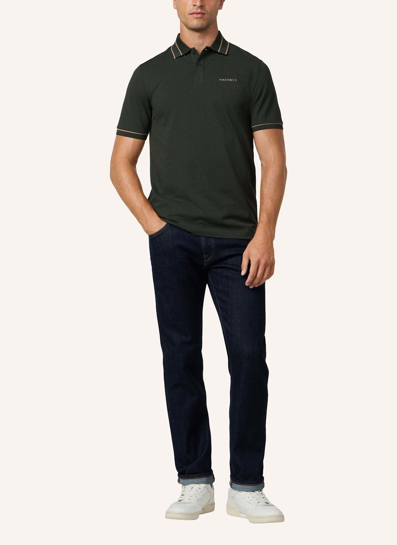 HACKETT LONDON Poloshirt HS MANOR TIPPED POLO: KHAKI