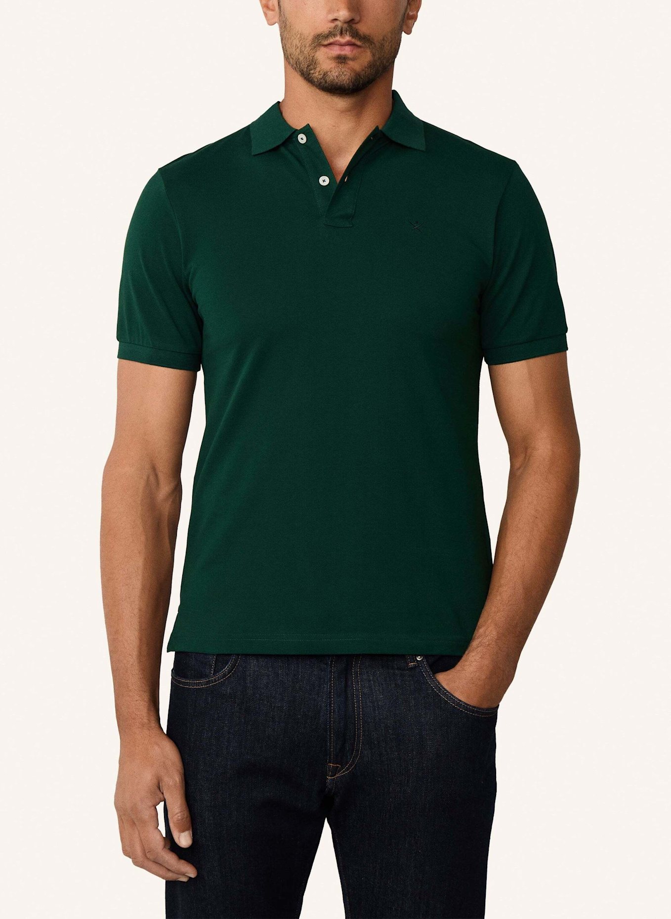 HACKETT LONDON Poloshirt SLIM FIT LOGO: DUNKELGRÜN