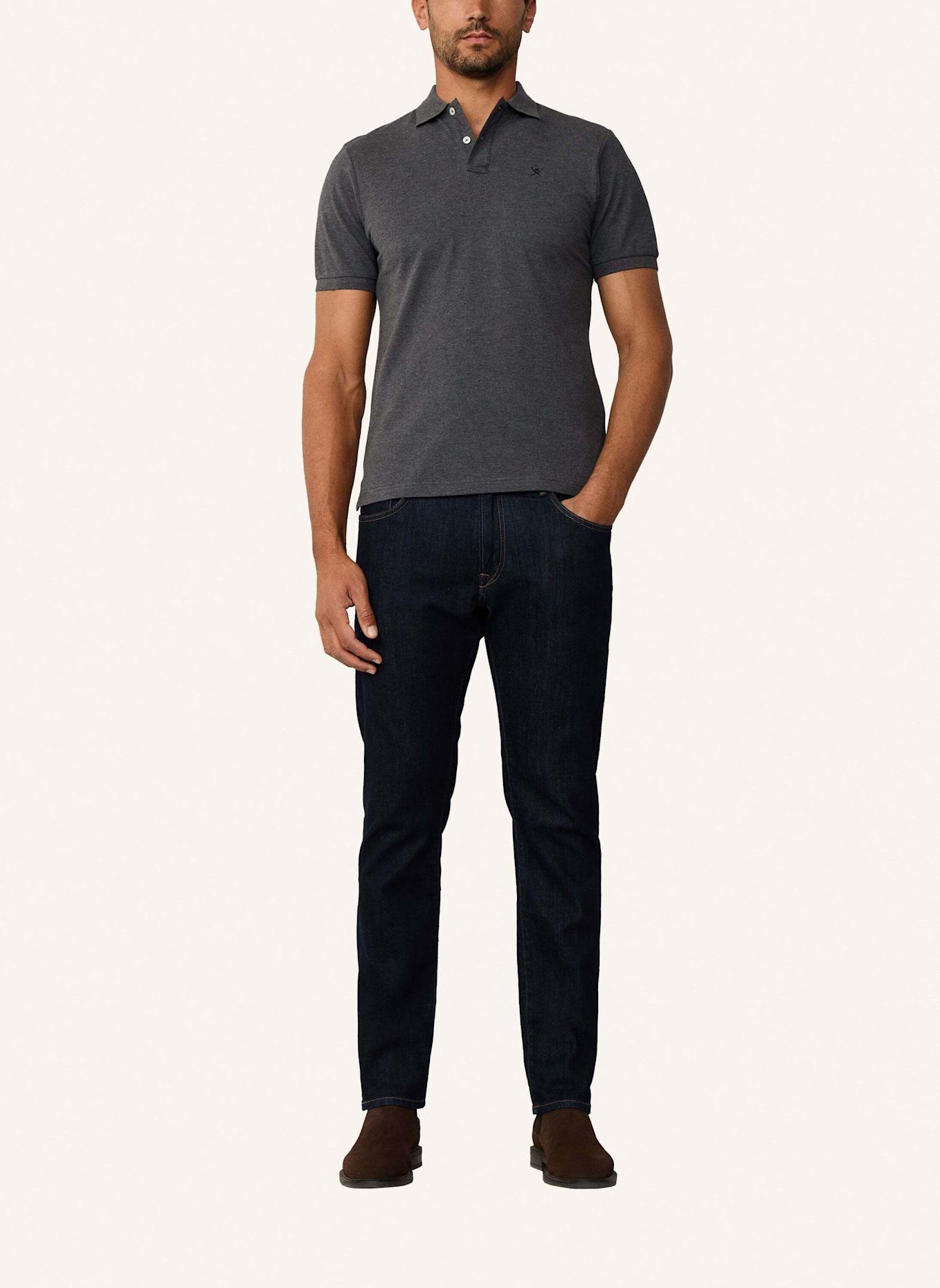 HACKETT LONDON Poloshirt SLIM FIT LOGO: DUNKELGRAU