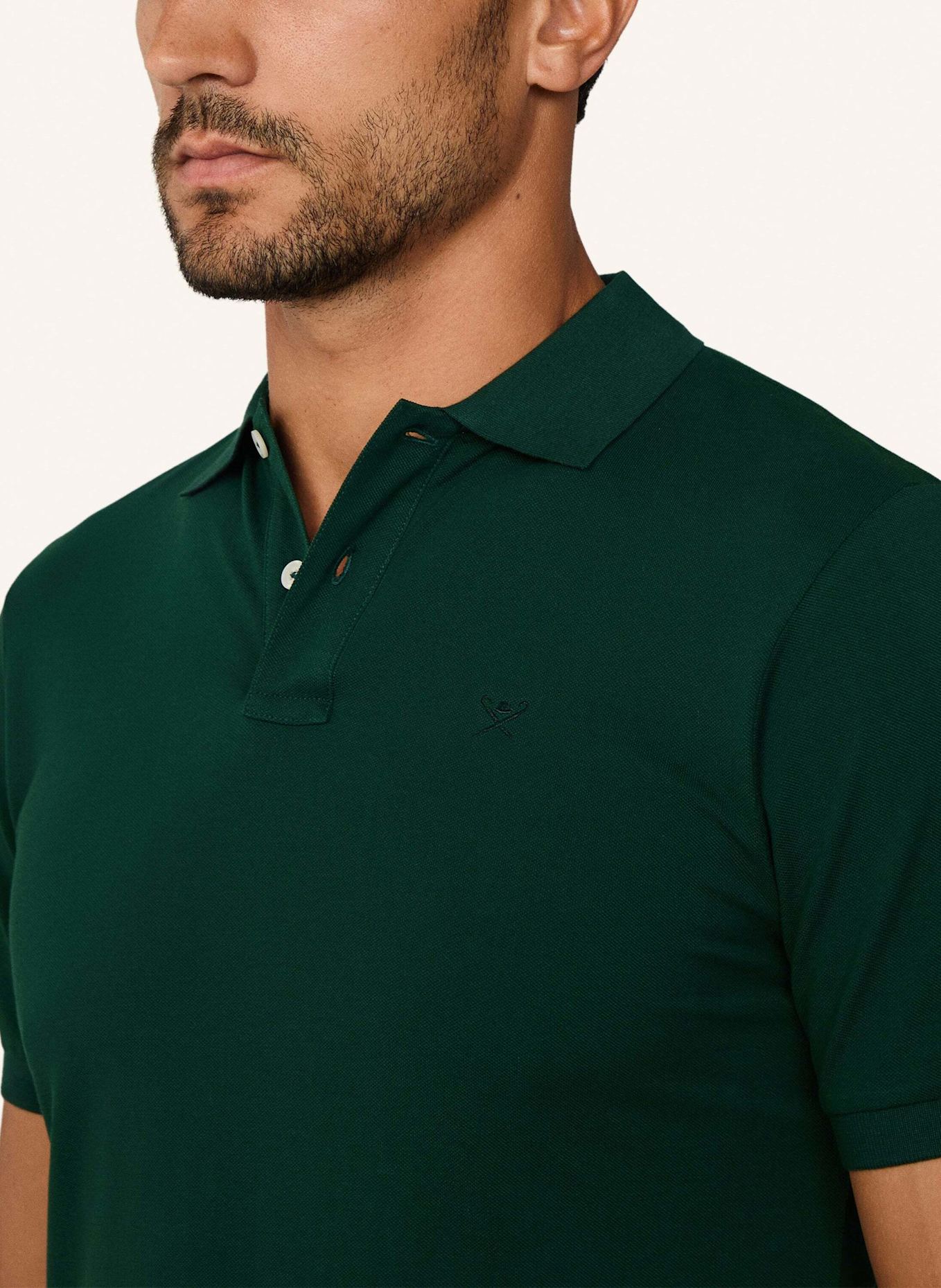 HACKETT LONDON Poloshirt SLIM FIT LOGO: DUNKELGRÜN