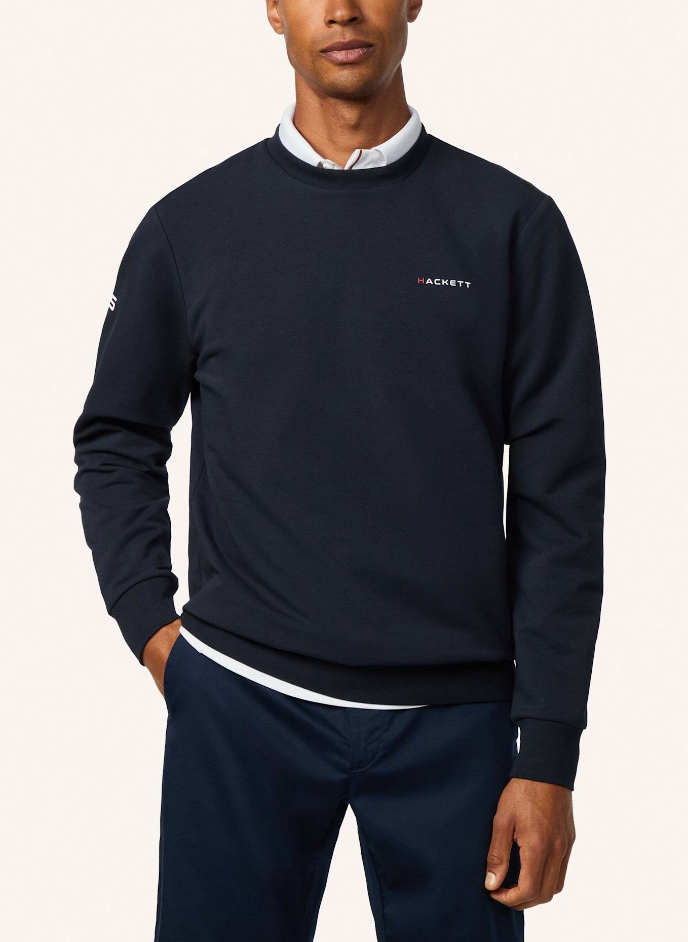 HACKETT LONDON Sweatshirt HS ESSENTIAL CREW: DUNKELBLAU