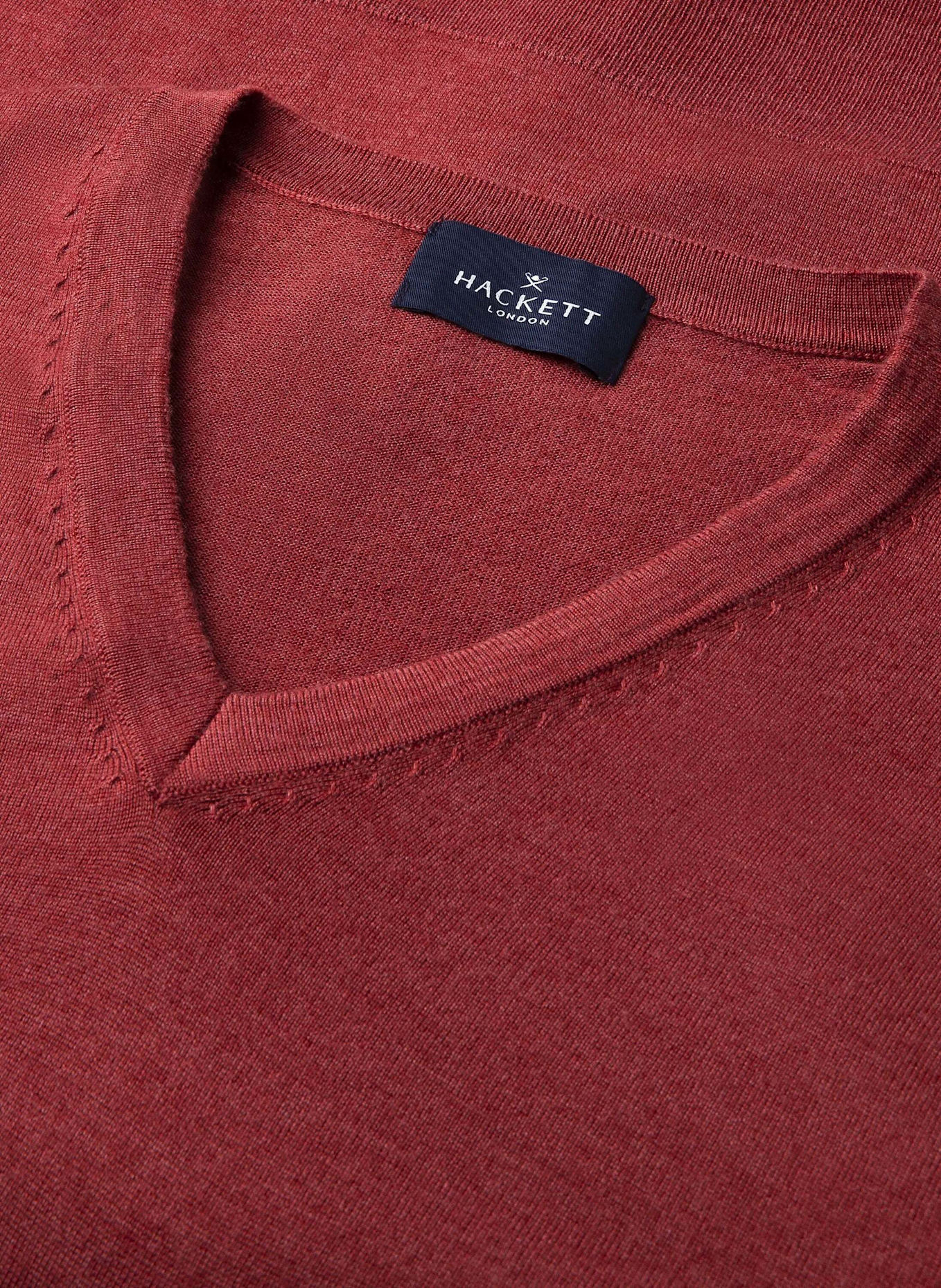 HACKETT LONDON Pullover GMD MERINO SILK VNECK: ROT