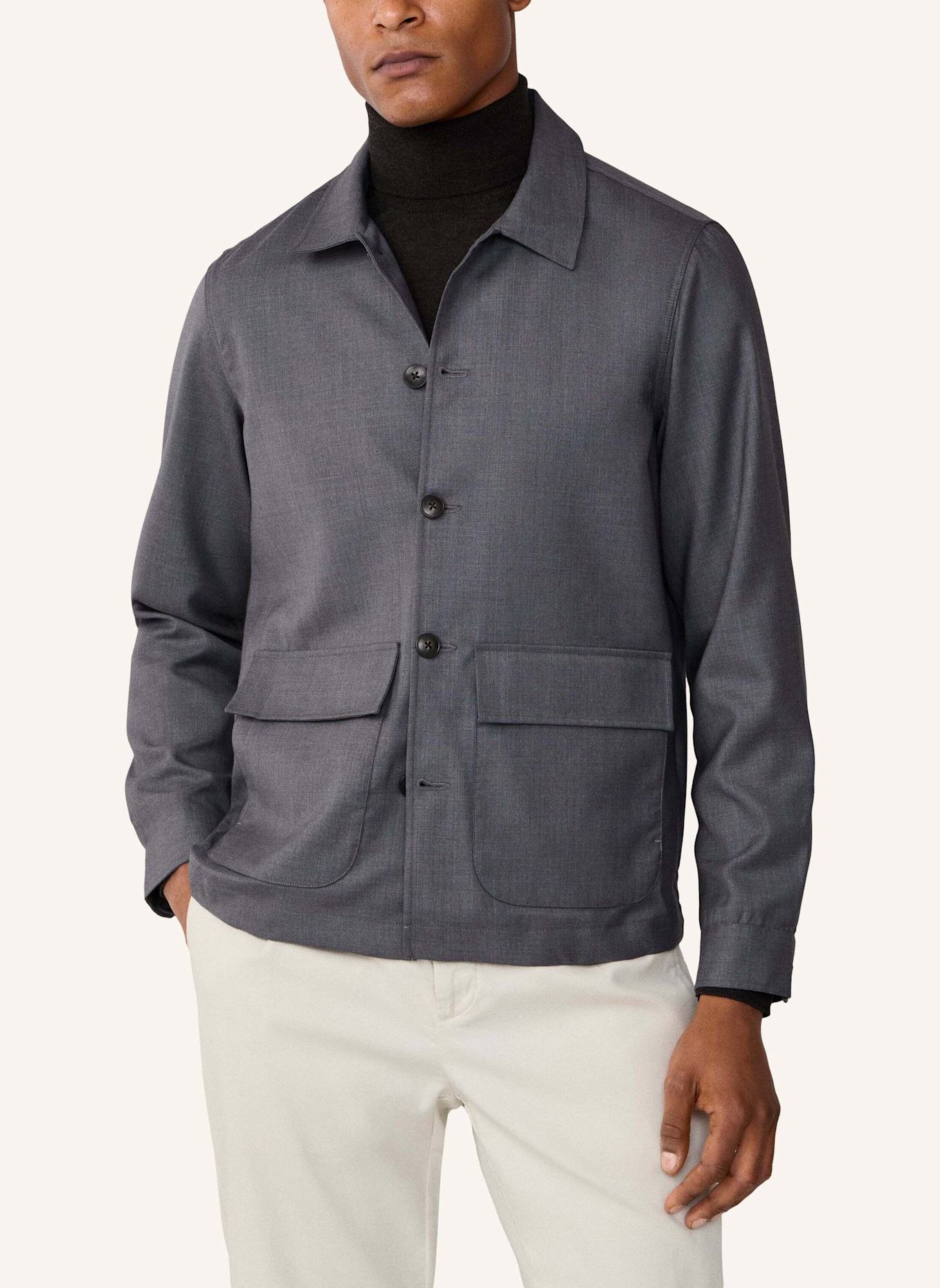 HACKETT LONDON Fieldjacket WOOL OVERSHIRT: DUNKELGRAU