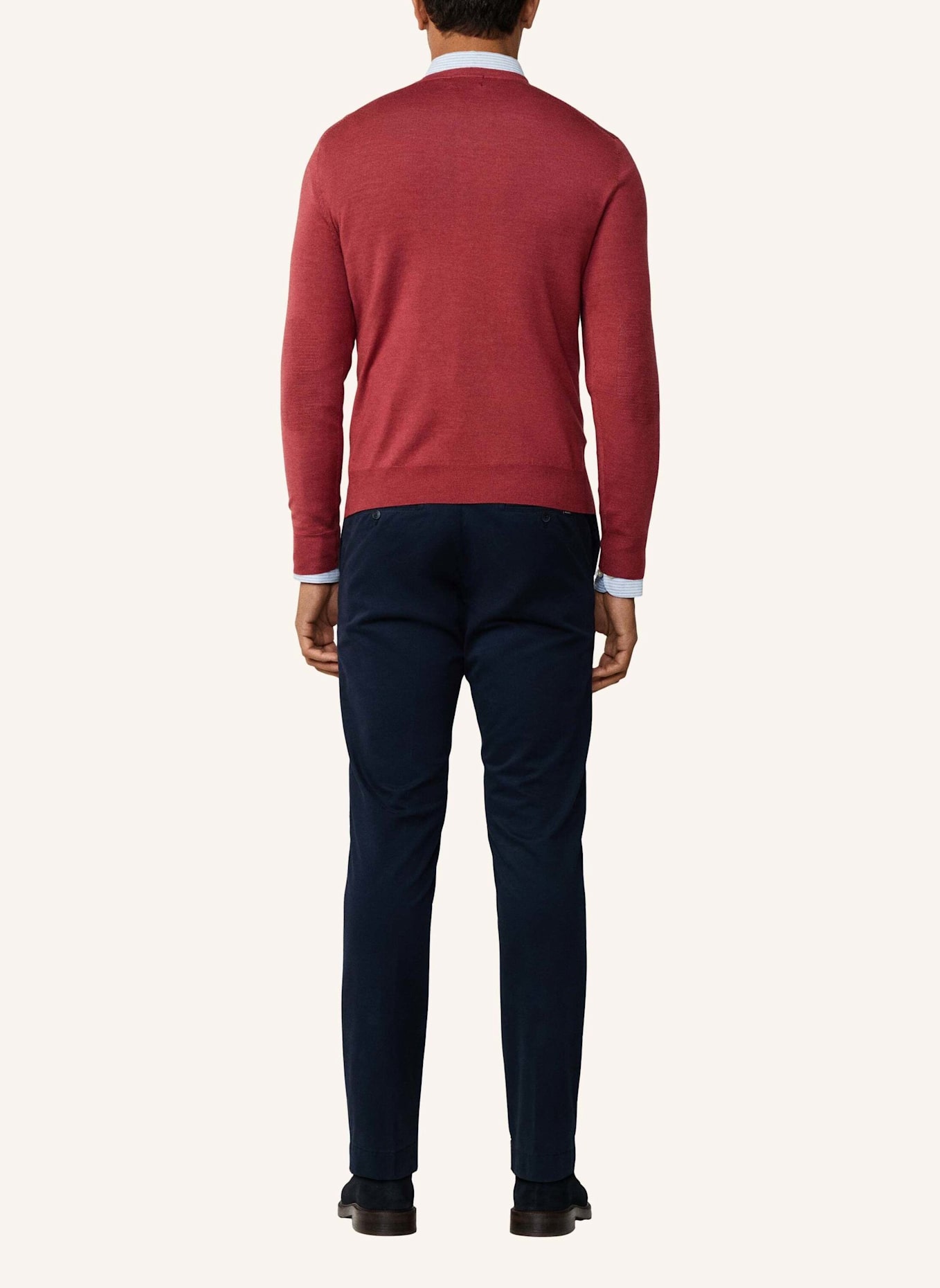 HACKETT LONDON Pullover GMD MERINO SILK VNECK: ROT