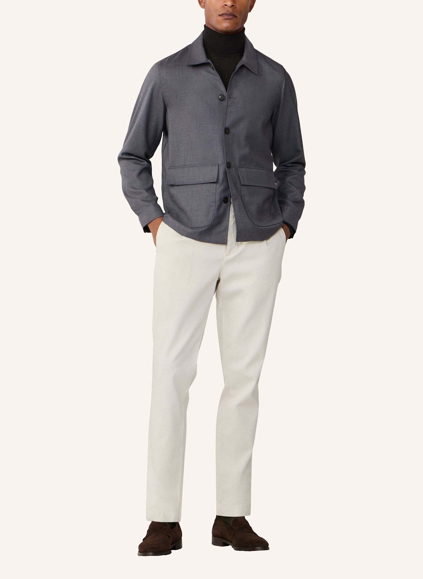 HACKETT LONDON Fieldjacket WOOL OVERSHIRT: DUNKELGRAU