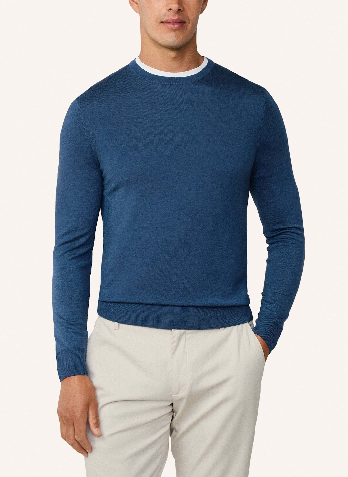 HACKETT LONDON Pullover GMD MERINO SILK CREW: DUNKELBLAU