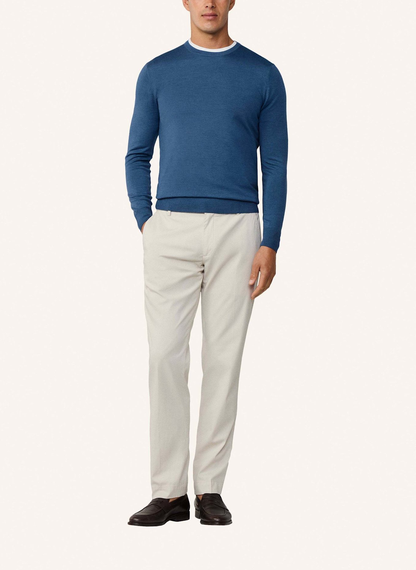 HACKETT LONDON Pullover GMD MERINO SILK CREW: DUNKELBLAU