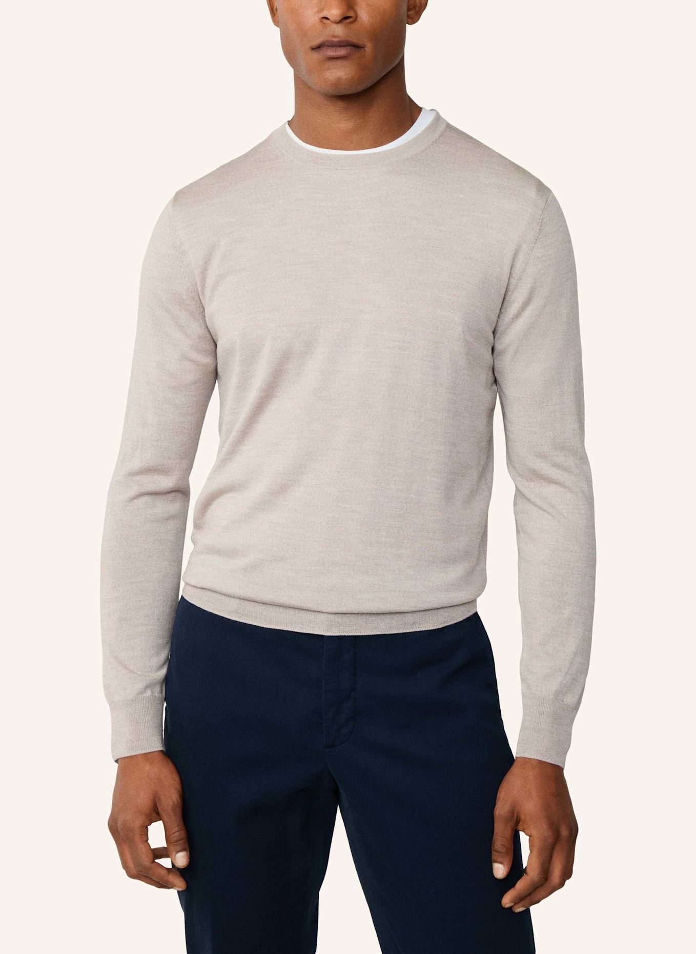 HACKETT LONDON Pullover GMD MERINO SILK CREW: BEIGE
