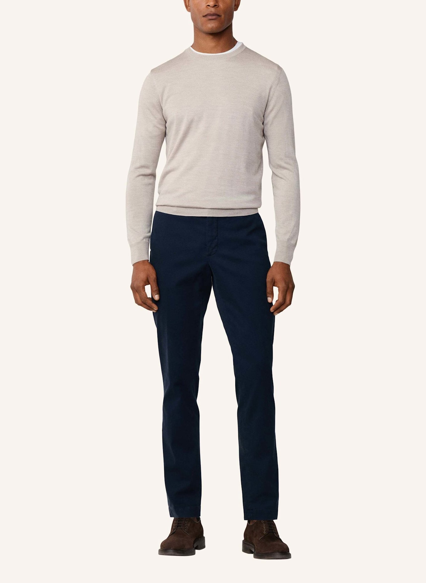 HACKETT LONDON Pullover GMD MERINO SILK CREW: BEIGE