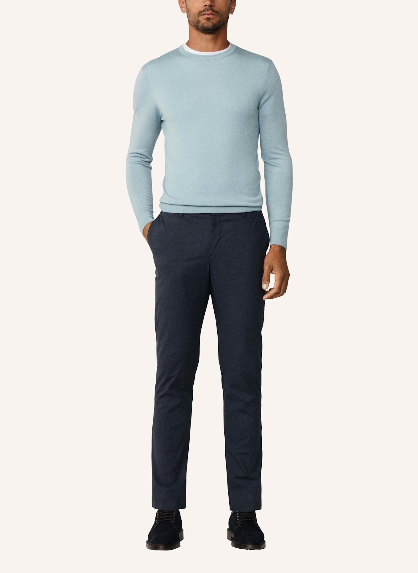 HACKETT LONDON Pullover GMD MERINO SILK CREW: BLAU