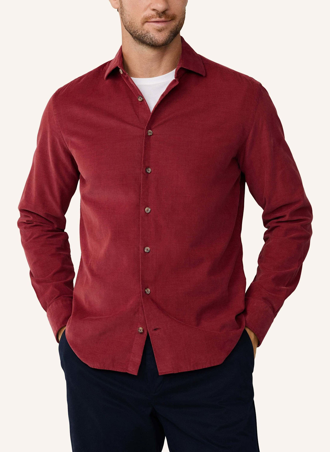 HACKETT LONDON Freizeithemd SMART BABYCORD: ROT
