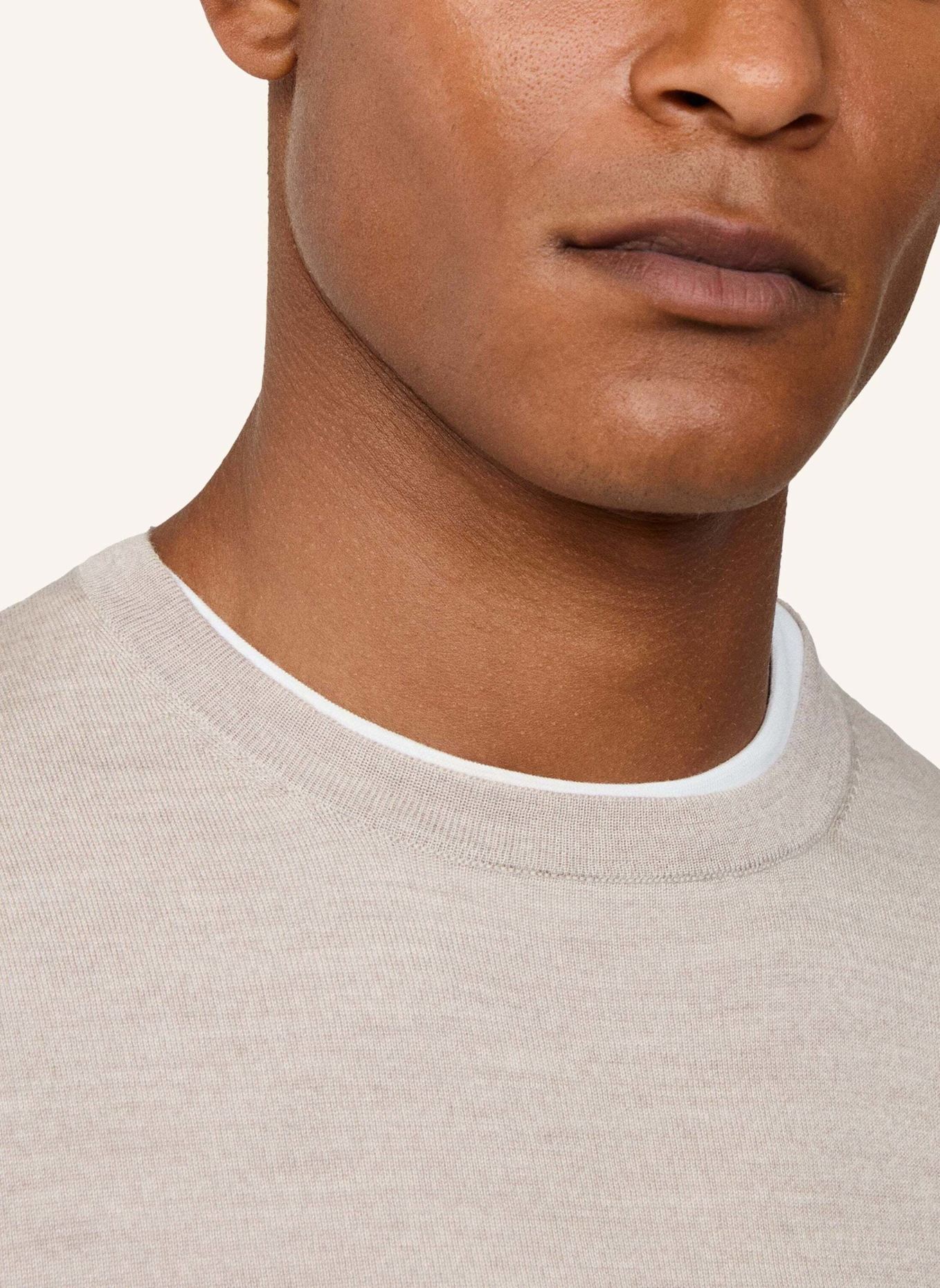HACKETT LONDON Pullover GMD MERINO SILK CREW: BEIGE