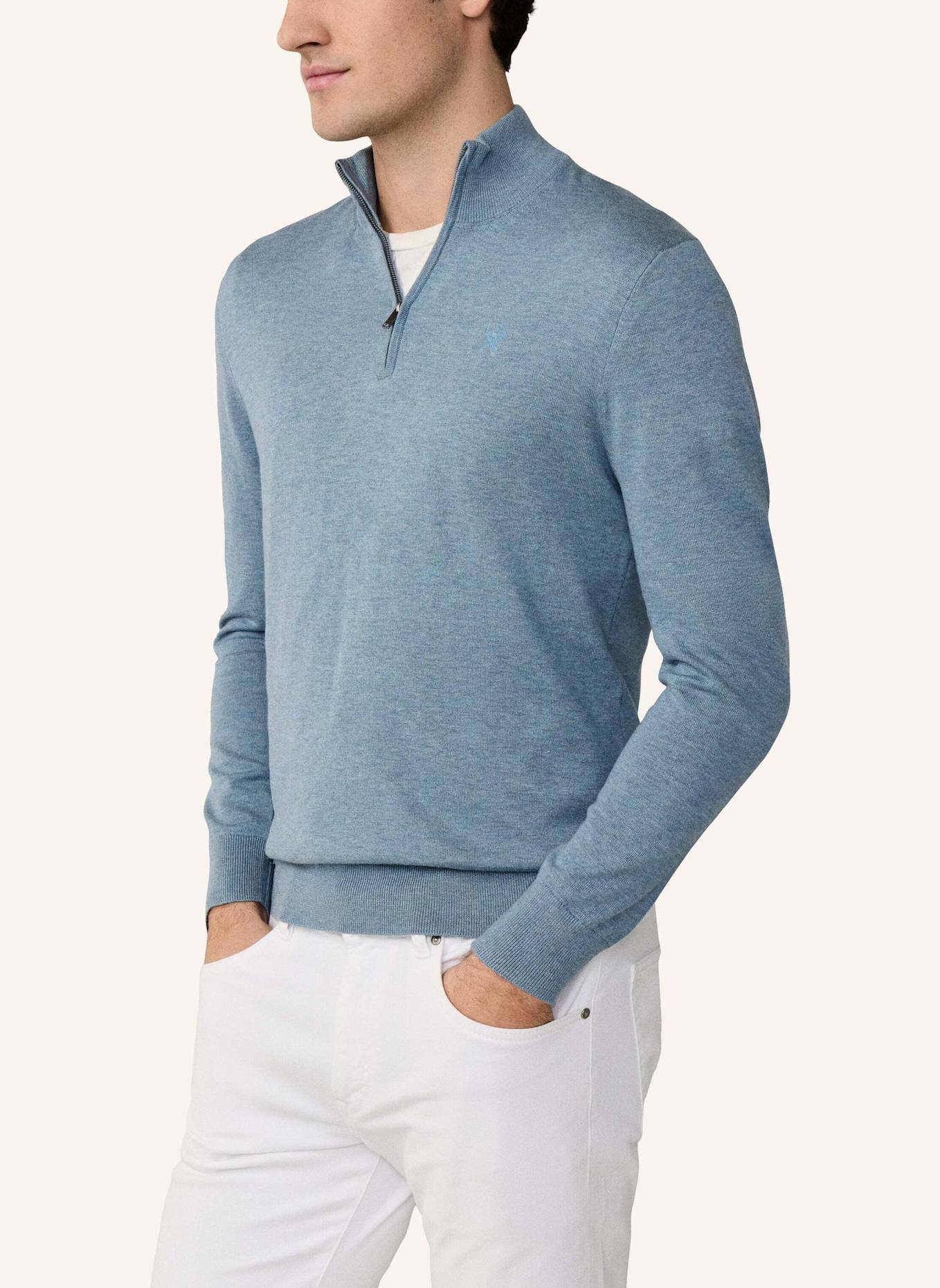 HACKETT LONDON Pullover COTTON SILK HZIP: BLAU