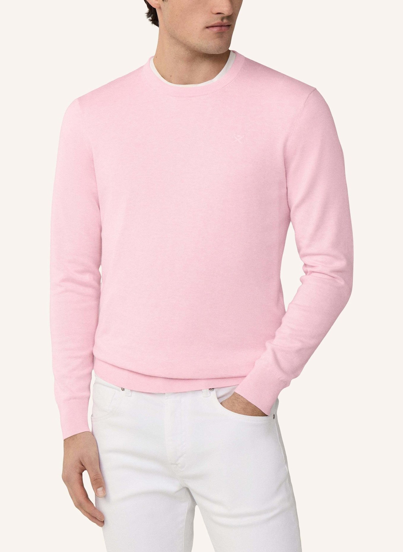 HACKETT LONDON Pullover COTTON SILK CREW: HELLROSA