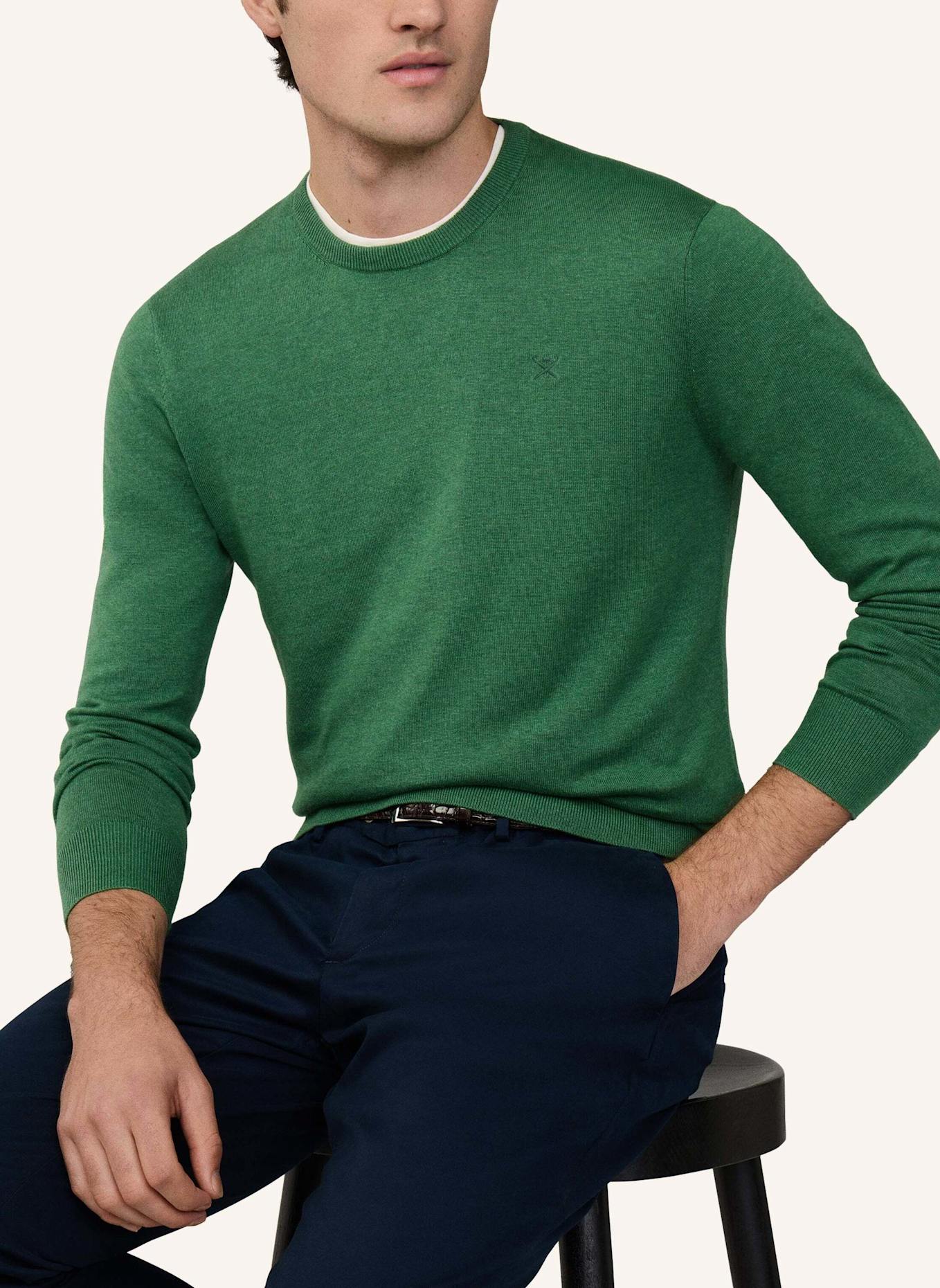 HACKETT LONDON Pullover COTTON SILK CREW: GRÜN