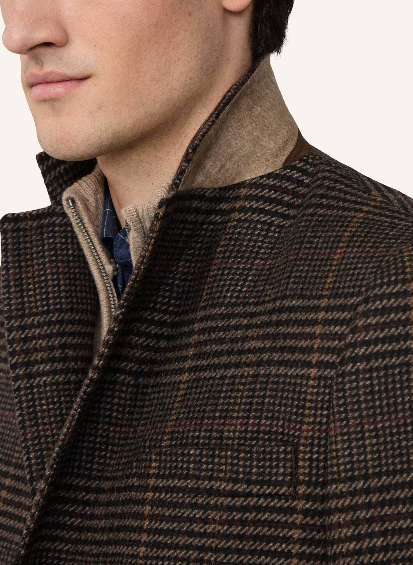 HACKETT LONDON Stehkragenmantel COUNTRY CHECK COAT: BRAUN